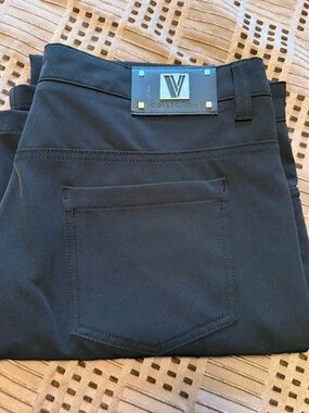 Versace Black Tailored Trousers with Logo Waist Label